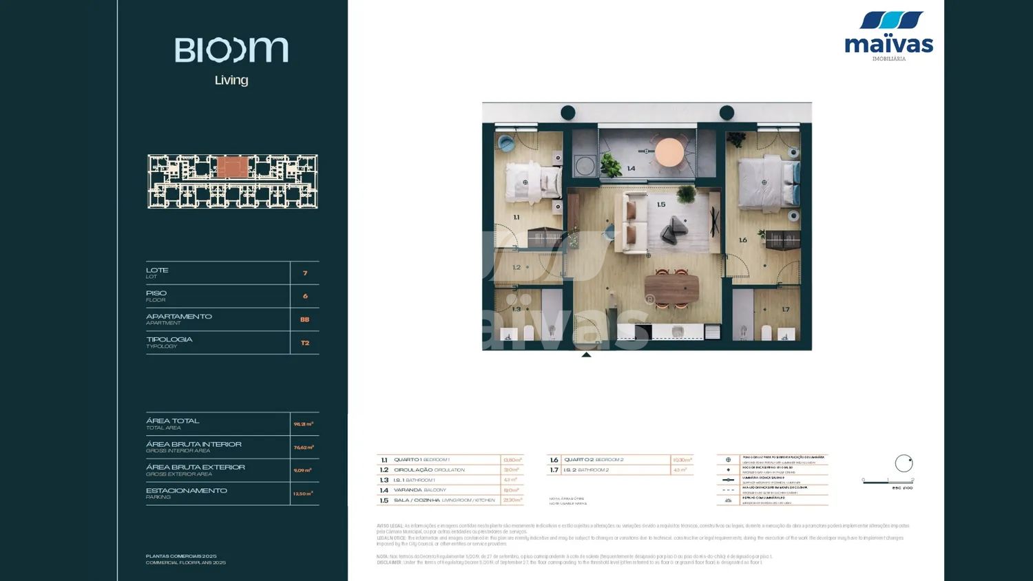 Apartamento T2 - Quinta da Moreira - 2