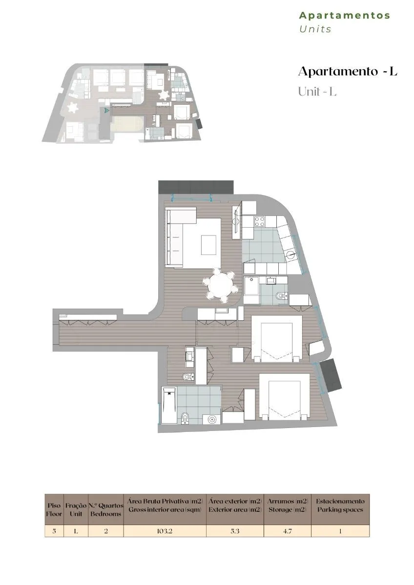 Nova Construção T2 Luxo no 5º Andar- VNG