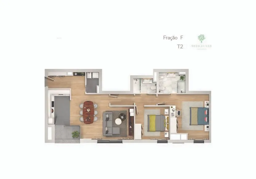 T2 no piso 1 - R7Chão no empreendimento Serralves Apartments - 2