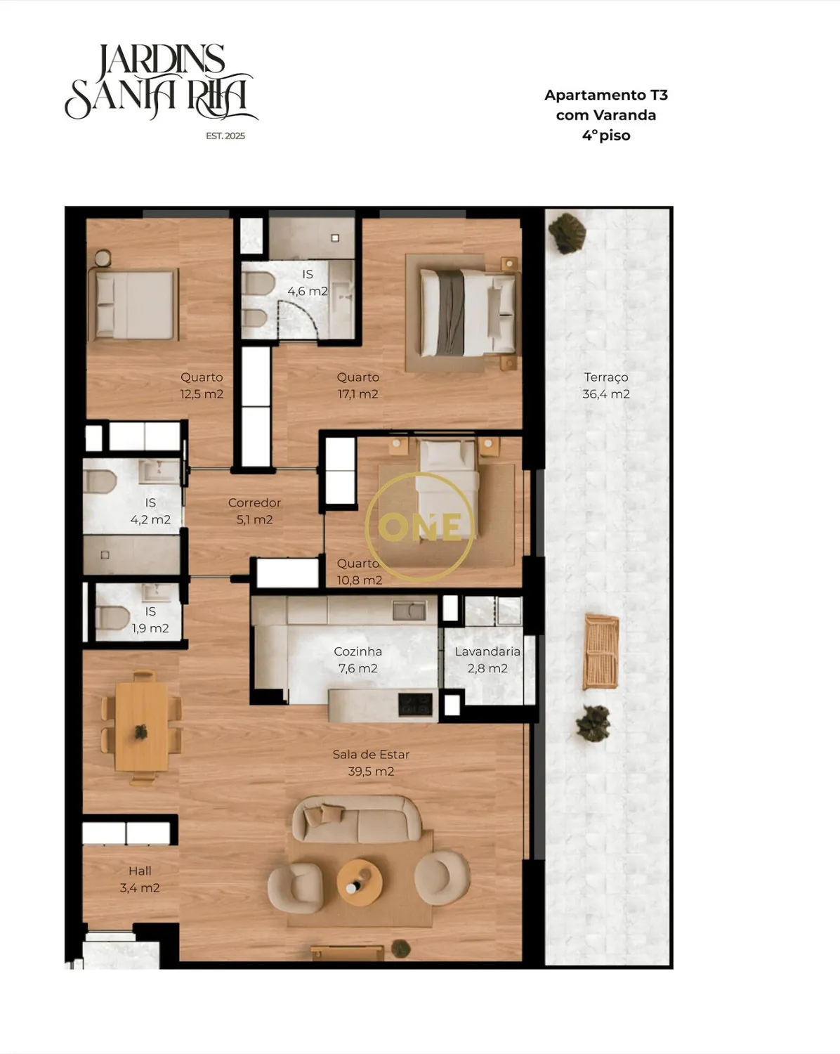 3 bedroom apartment with terrace