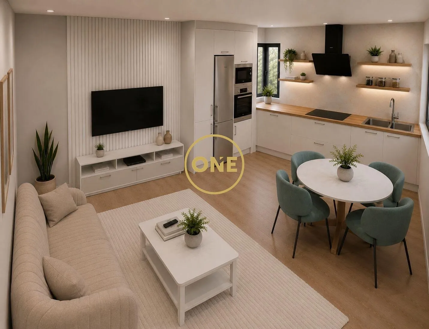 One-bedroom apartment converted into a two-bedroom apartment, completely renovated.