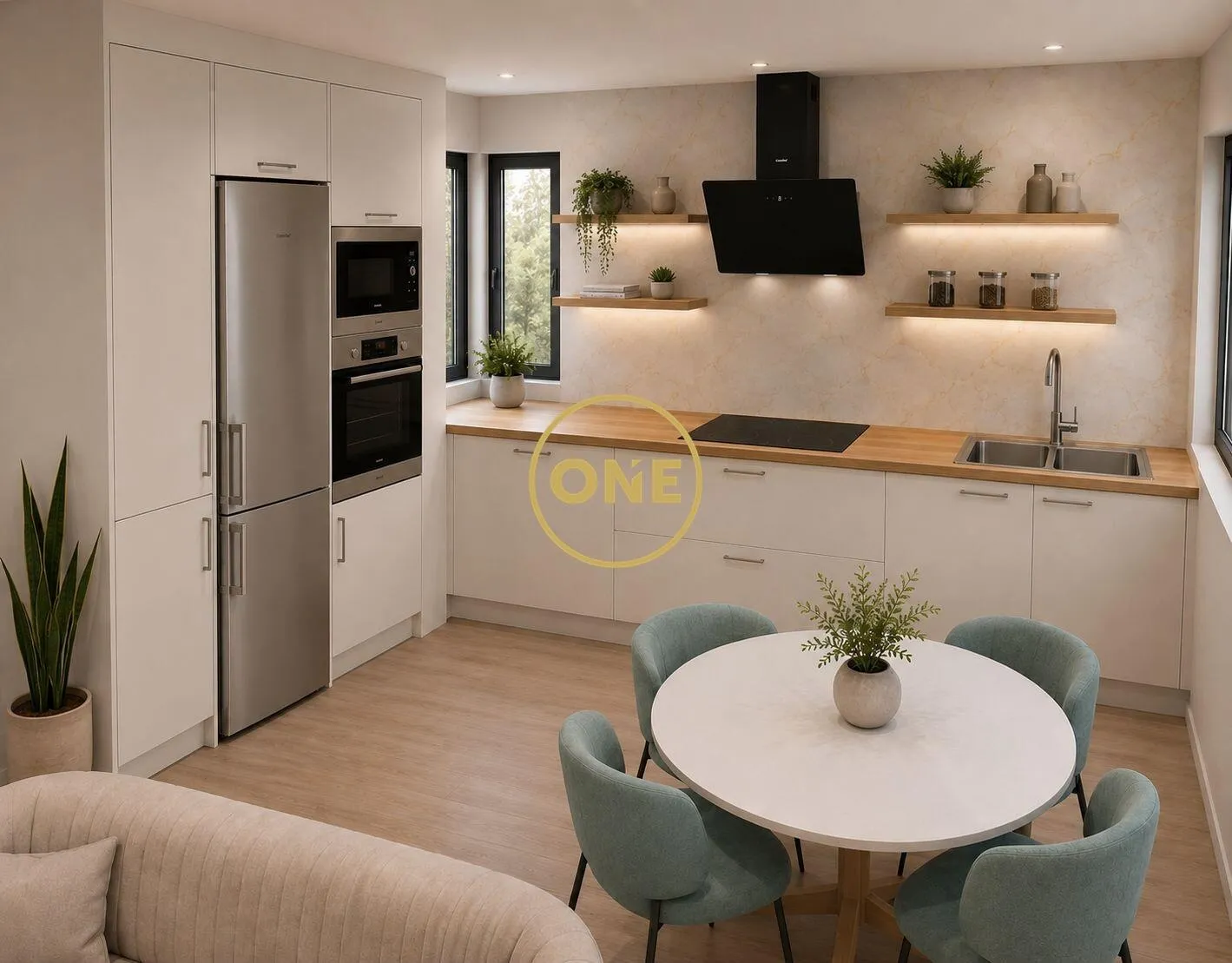 One-bedroom apartment converted into a two-bedroom apartment, completely renovated. - 2
