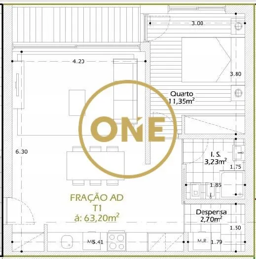 Apartamento T1 em Construção em Calendário