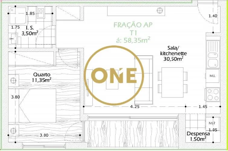 Apartamento T1 em Construção em Calendário