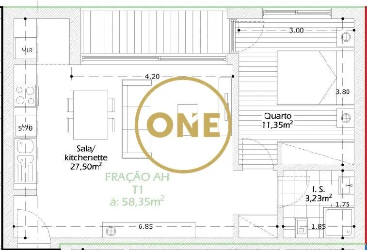 Apartamento T1 em Construção em Calendário