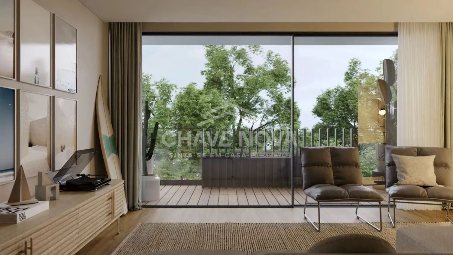 Apartamento T1+1 em condomínio fechado, com terraço e lugar de garagem.
